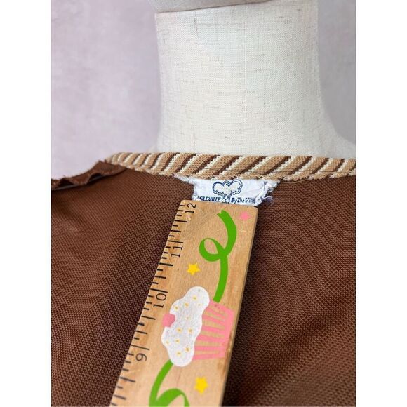 Vintage 70s 60s Brown Shift Dress Mod MCM GoGo Disco Size Medium - Picture 7 of 10